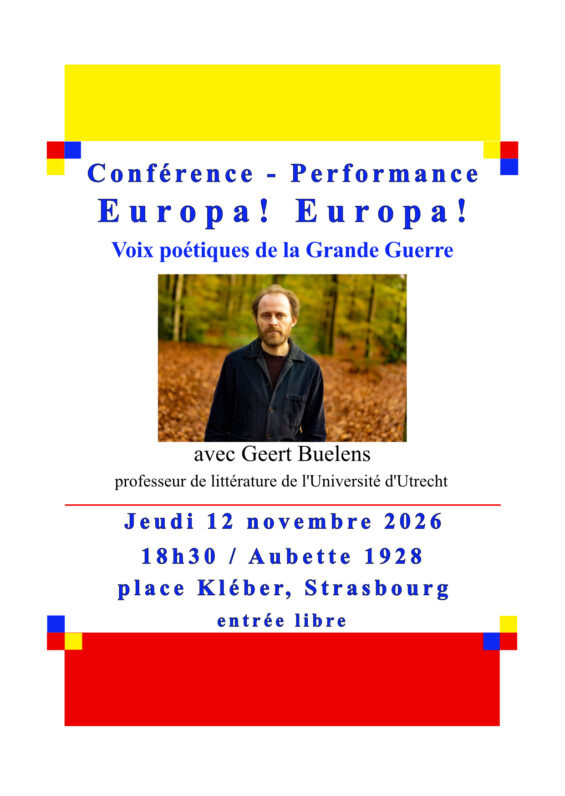 12 novembre 2026, 18h30, à l’Aubette 1928 : voix poétiques de la Grande Guerre
